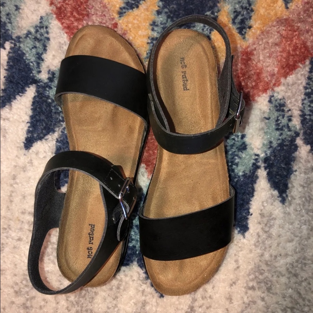 Not Rated black leather platform sandals